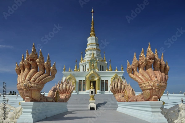 Fototapeta Wat Saensuk Suthi Wararam Temple is a Beautiful Landmark near Bangsaen Beach in Bang Sean Chonburi Thailand
