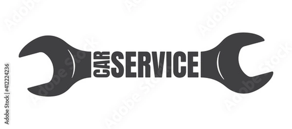 Obraz Vector symbol car service. Wrench with text. Isolated on white background.