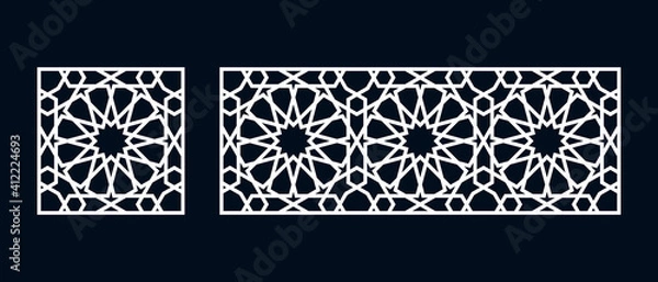Fototapeta Set of templates of Islamic pattern for laser cutting or paper cut. Vector illustration.