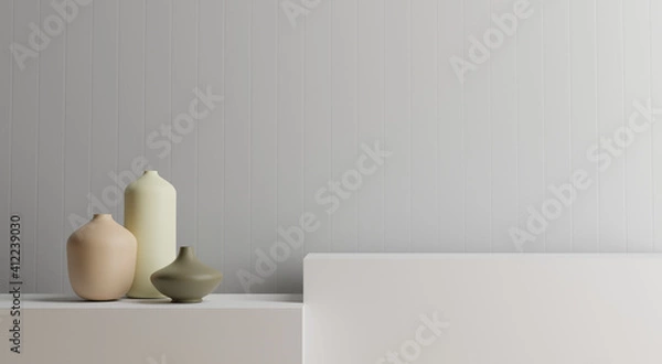 Obraz white stand and vase in white background