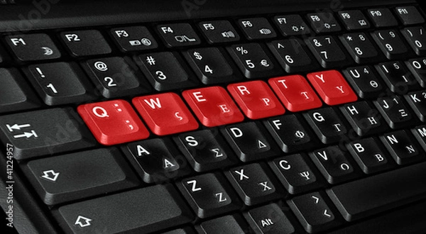 Obraz qwerty letters colored in red