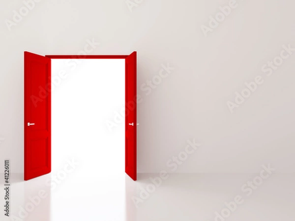 Obraz Red doors over white wall