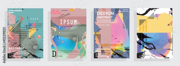 Obraz Modern abstract covers set, Modern colorful wave liquid flow poster. Cool gradient shapes composition, vector covers design.