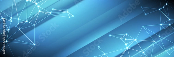 Fototapeta Modern blue background. Futuristic banner template. Plexus pattern. Technology vector illustration
