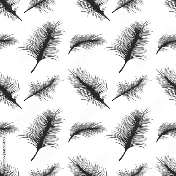 Fototapeta Seamless pattern of feathers; vector elegant background
