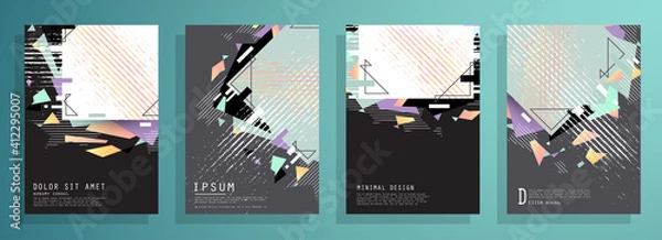 Fototapeta Modern abstract covers set. Abstract shapes composition. Futuristic minimal design. Eps10