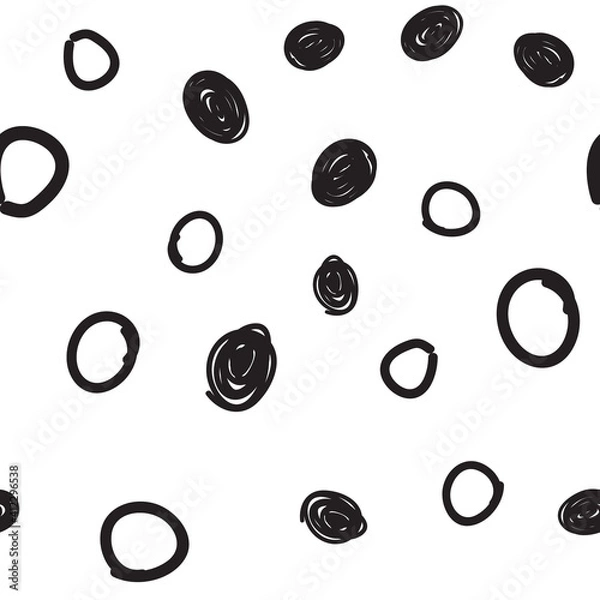 Obraz Dots seamless pattern. Hand drawn circles monochrome background texture.