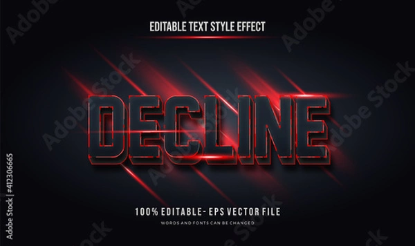 Obraz futuristic black red color. editable text style effect