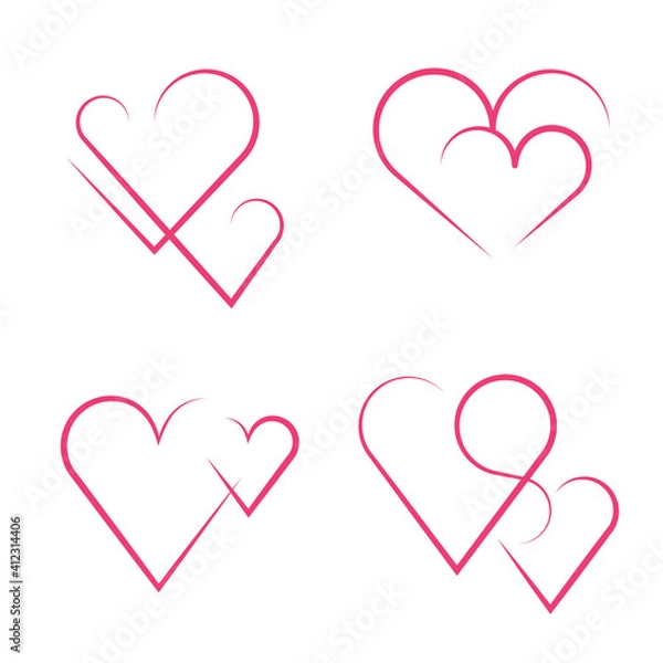 Obraz Abstract hearts vector set