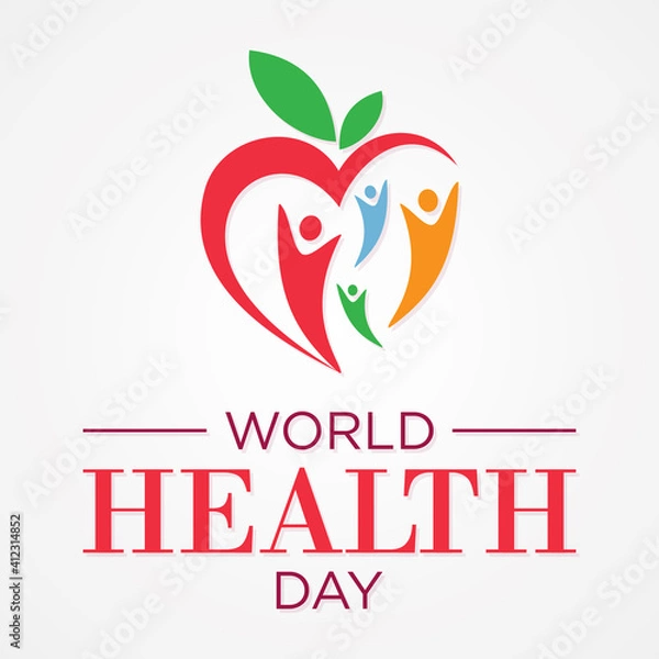 Fototapeta World Health Day concept with abstract people and heart