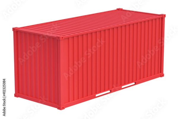 Fototapeta Metal container for the carriage of goods by sea, air and road isolated on white background. 3d rendering