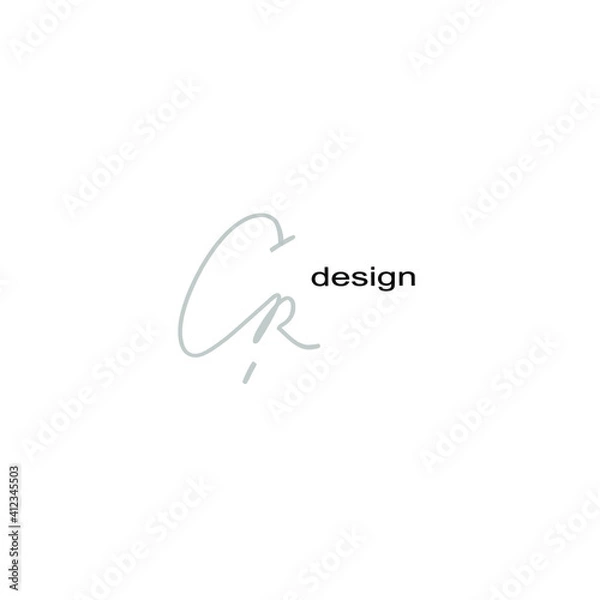 Fototapeta CR design logo initials isolated white