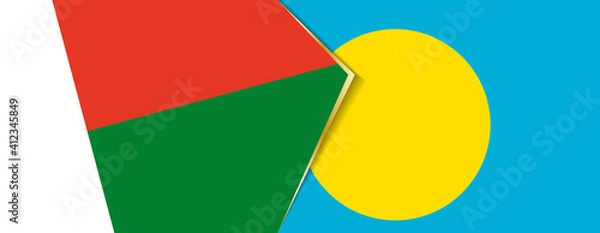 Fototapeta Madagascar and Palau flags, two vector flags.