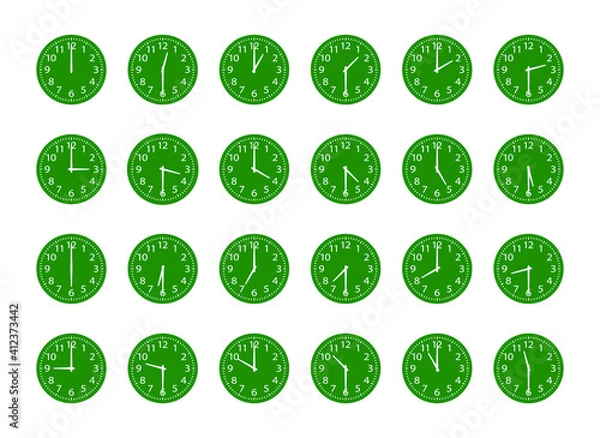 Obraz 時計　30分単位　緑色