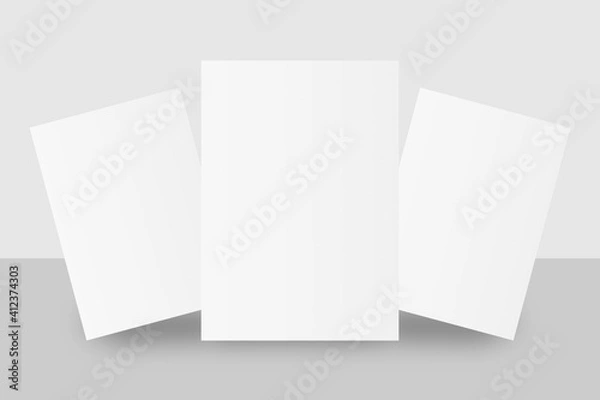 Fototapeta Realistic blank A4 flyer brochure for mockup. Paper or poster illustration. 3D Render.