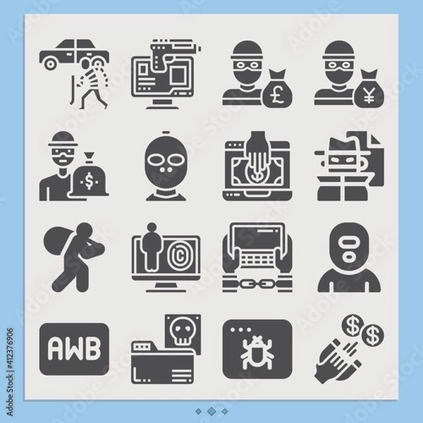 Fototapeta Simple set of theft related filled icons.