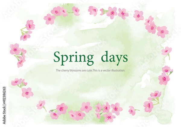 Fototapeta 桜に囲まれた文字スペースのあるベクター イラスト