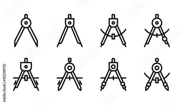 Fototapeta Divider, compass icon set. Vector graphic illustration. Suitable for website design, logo, app, template, and ui. 