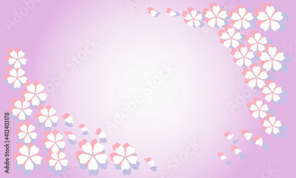 Fototapeta 桜と散る桜の花びらの背景2