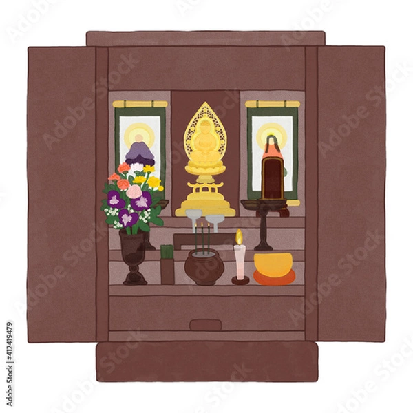 Obraz 水彩画の仏壇
