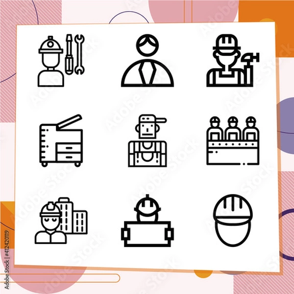 Fototapeta Simple set of 9 icons related to common man