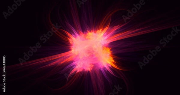 Fototapeta 3D rendering abstract multicolor fractal light background