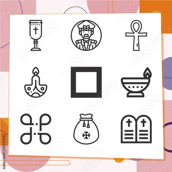 Fototapeta Simple set of 9 icons related to liturgy