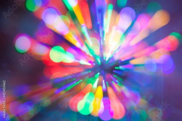 Obraz Colorful abstract background, carnival lights in bokeh.Festive blurry background
