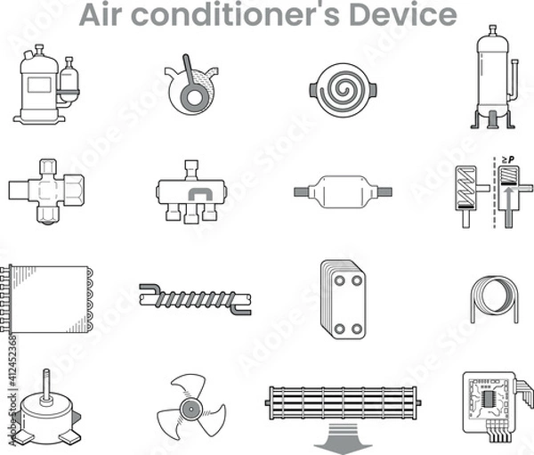 Obraz Sets icon air conditioner's device