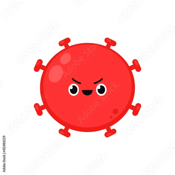 Obraz Bacteria character vector. free space for text.  Virus character design.