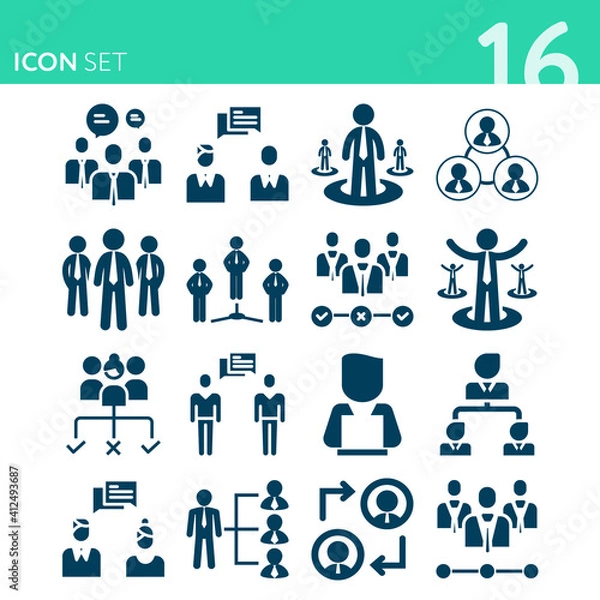 Obraz Simple set of 16 icons related to business community