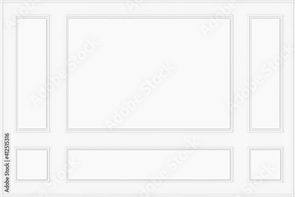 Obraz 3d rendering. luxury white classical pattern mold wood wall background