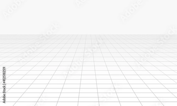 Fototapeta Vector perspective grid. Abstract wireframe landscape.