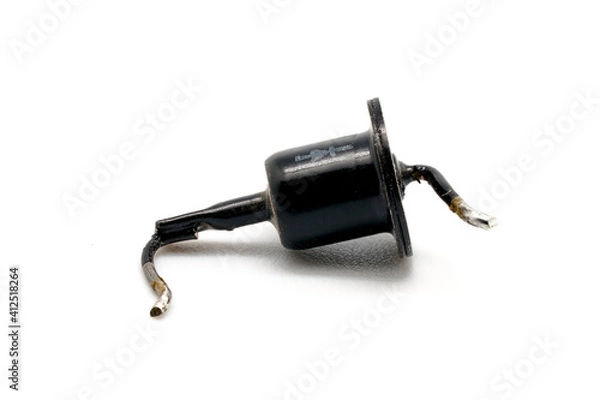 Fototapeta faulty low-voltage rectifier diode. Defective diode removed for replacement. isolated on white base