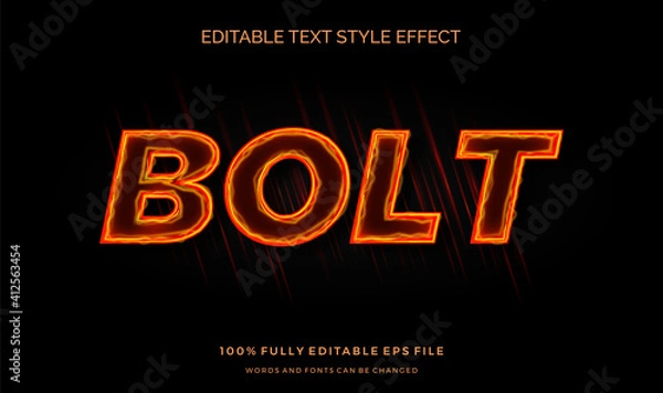 Fototapeta neon flame text style effect. editable font vector file