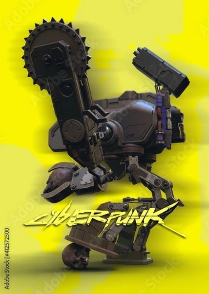 Fototapeta 3D robot with skull