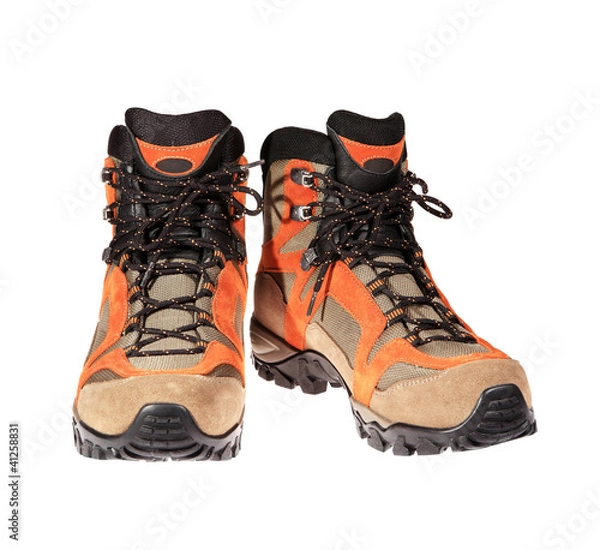 Obraz Hiking boots on the white background