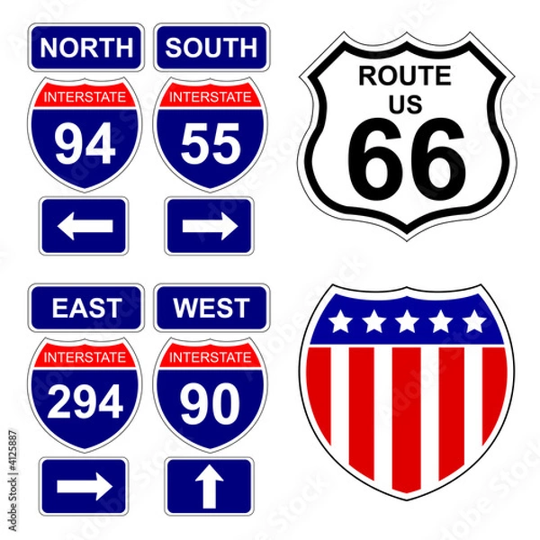 Obraz American Interstate signs