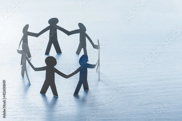 Obraz Arbeitskreis aus Papiermenschen - Teambuilding, Teamwork Konzept