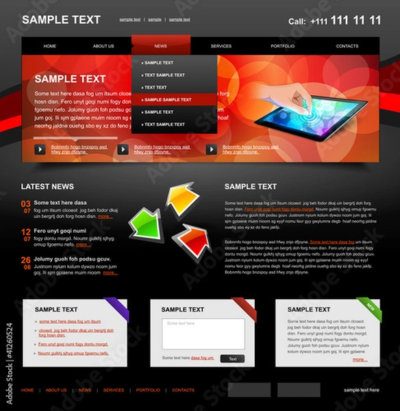 Obraz Editable Website Template 4. Color variant 4 (Red on Dark)