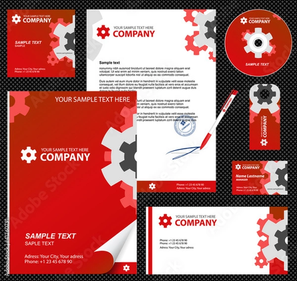 Obraz Business style, corporate identity template 7 (red industrial)