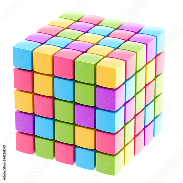 Fototapeta Colorful glossy cube isolated