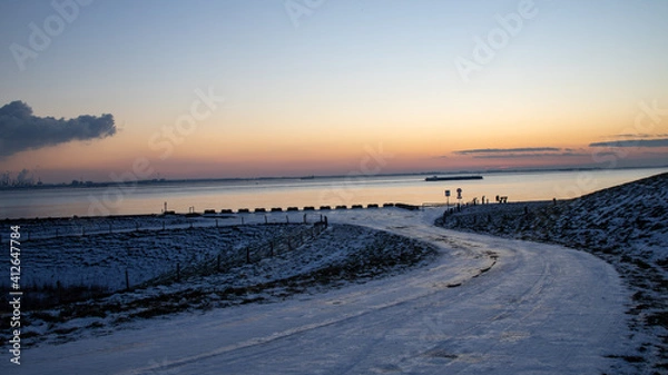Fototapeta sunset in winter