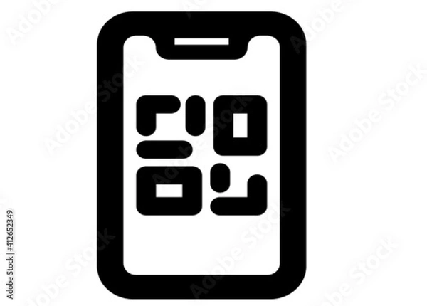 Fototapeta QR code icon. Stroke outline style. Vector. Isolate on white background.
