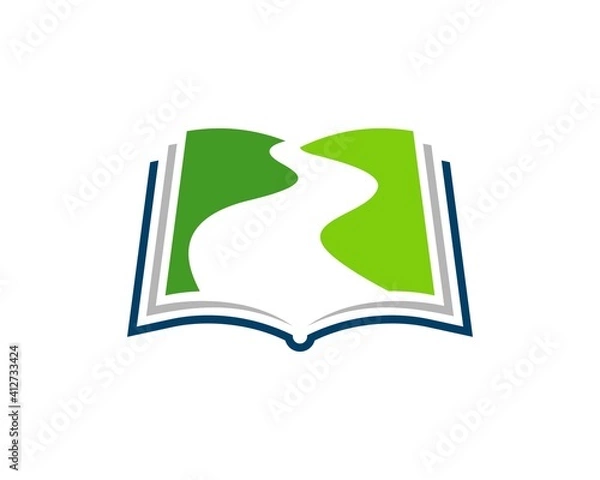 Obraz Abstract book with green road inside