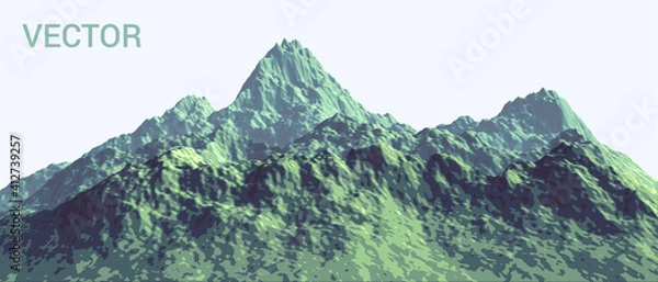 Fototapeta Colorful stylized vector illustration of mountains in flat colors