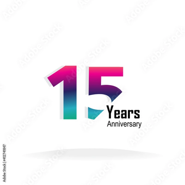 Obraz Anniversary Logo Vector Template Design Illustration rainbow and white