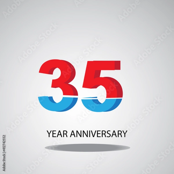 Obraz Year Anniversary Logo Vector Template Design Illustration red blue and white