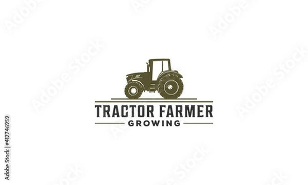 Obraz tractor and farmland logo on white background