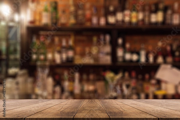 Obraz  3D rendering, wooden top table on isolate blur background